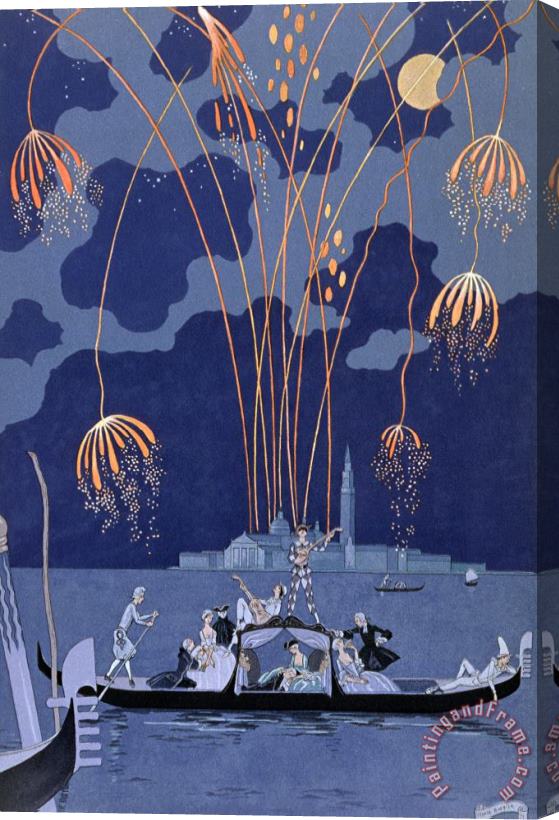 Georges Barbier Fireworks in Venice Stretched Canvas Print / Canvas Art