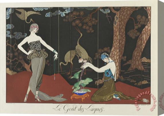 Georges Barbier Le Gout Des Laques From The Portfolio, Le Bonheur Du Jour, Ou, Les Graces a La Mode Stretched Canvas Painting / Canvas Art