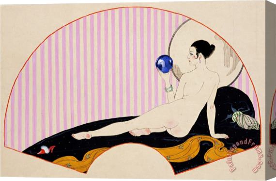 Georges Barbier Odalisque with a Crystal Ball Dated 1920 Stretched Canvas Print / Canvas Art