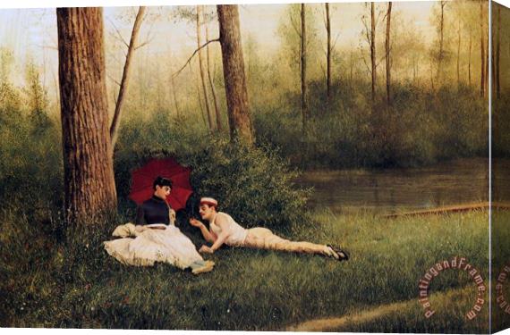 Georges Croegaert A Rest After Boating Stretched Canvas Painting / Canvas Art