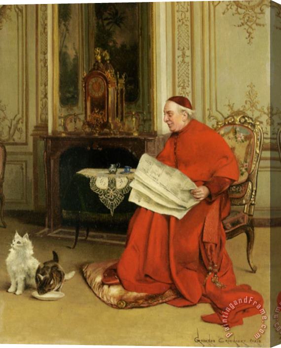 Georges Croegaert Reading The News Stretched Canvas Painting / Canvas Art