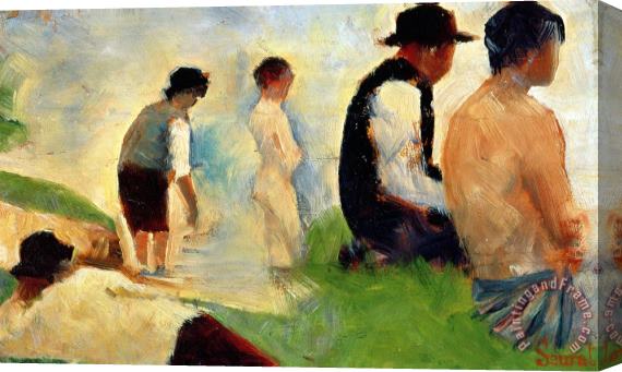 Georges Pierre Seurat Five Male Figures Possible Preparatory Sketch For The ''bathers At Asnieres.'' Stretched Canvas Print / Canvas Art