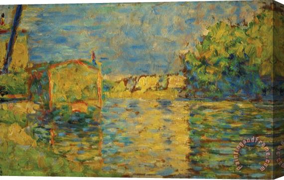 Georges Seurat Banks of The Seine Near Courbevoie Stretched Canvas Painting / Canvas Art