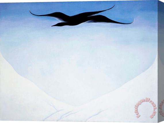 Georgia O'keeffe A Black Bird with Snow Covered Red Hills Stretched Canvas Painting / Canvas Art