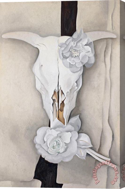Georgia O'keeffe Cow S Skull with Calico Roses Stretched Canvas Painting / Canvas Art