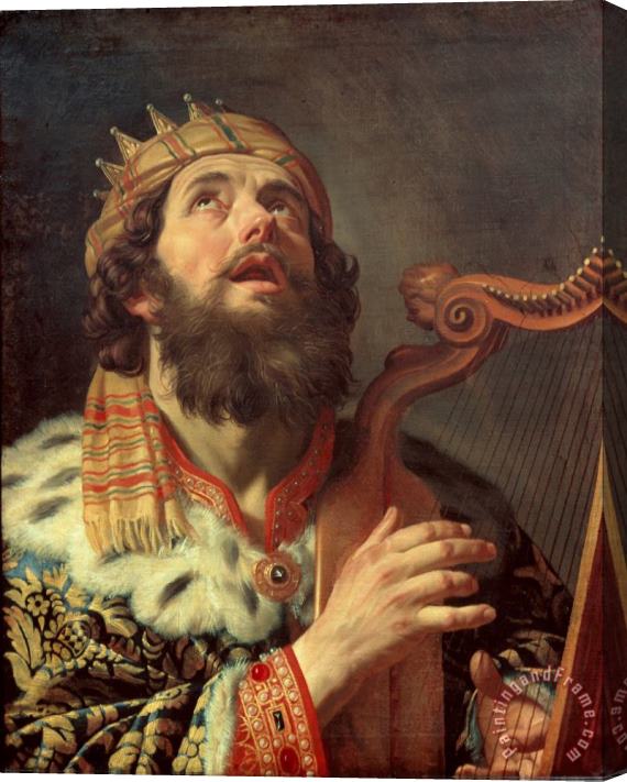 Gerard Van Honthorst King David Playing The Harp Stretched Canvas Print / Canvas Art