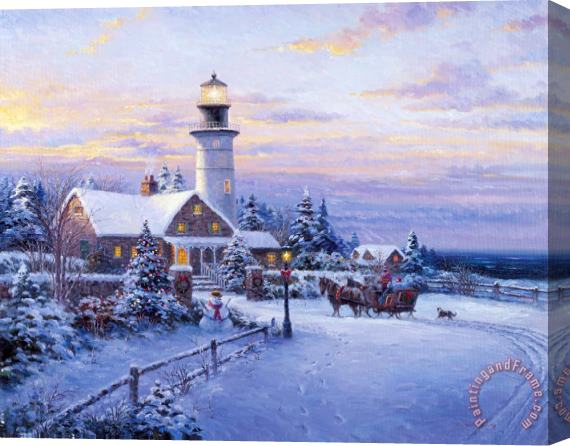 Ghambaro Winter Lighthouse Stretched Canvas Painting / Canvas Art