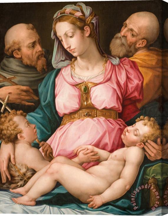 Giorgio Vasari Holy Family With The Infant Saint John The Baptist And Saint Francis Stretched Canvas Painting / Canvas Art