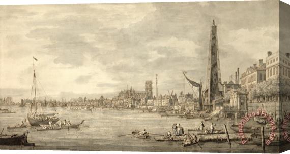 Giovanni Antonio Canaletto The Thames Looking towards Westminster from near York Water Gate Stretched Canvas Painting / Canvas Art