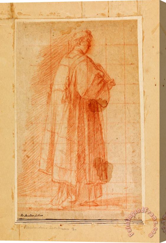 Giovanni Bernardino Rodriguez called Siciliano Standing Cleric Holding a Book Stretched Canvas Painting / Canvas Art