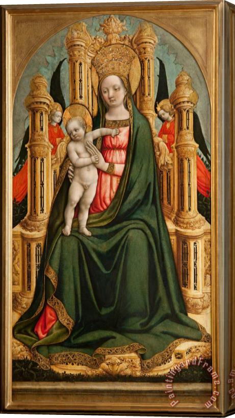Giovanni d'Alemagna e Antonio Vivarini The Virgin And Child Enthroned And Two Angels Stretched Canvas Painting / Canvas Art