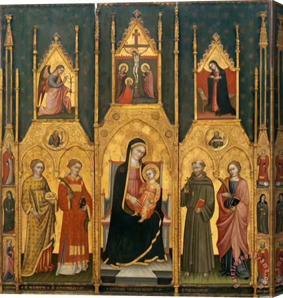 Giovanni di Pietro da Pisa Altarpiece of The Virgin with Saints Agatha, Stephen, Francis And a Martyr Saint Stretched Canvas Painting / Canvas Art