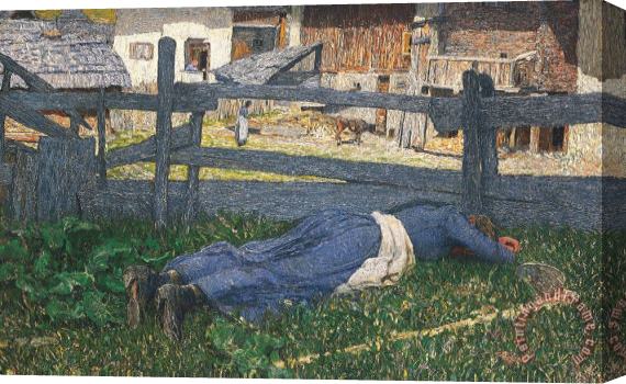 Giovanni Segantini Resting In The Shade Stretched Canvas Painting / Canvas Art