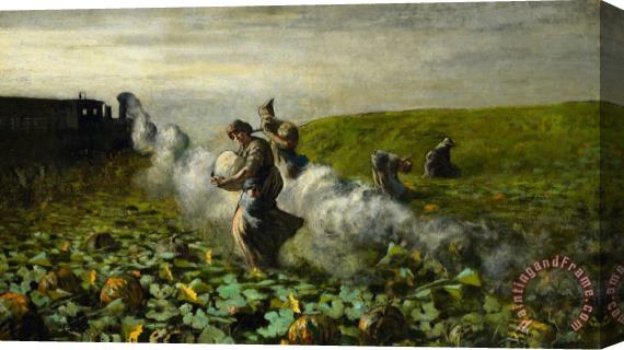 Giovanni Segantini The Pumpkin Harvest Stretched Canvas Painting / Canvas Art