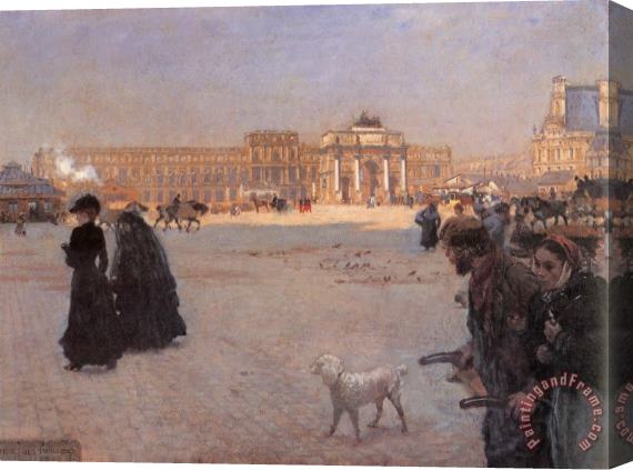 Giuseppe De Nittis The Place De Carrousel And The Ruins of The Tuileries Palace in 1882 Stretched Canvas Print / Canvas Art