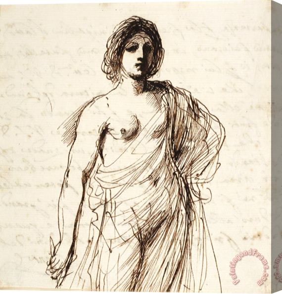 Guercino Lightly Draped Female Figure Stretched Canvas Painting / Canvas Art
