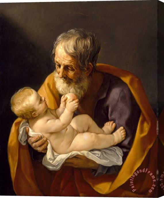 Guido Reni Saint Joseph And The Christ Child Stretched Canvas Painting / Canvas Art