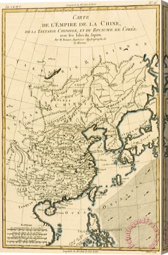 Guillaume Raynal Antique Map The Chinese Empire Stretched Canvas Print / Canvas Art