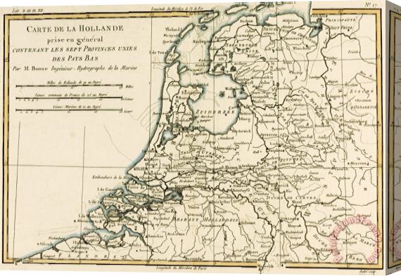 Guillaume Raynal Map of Holland Including the Seven United Provinces of the Low Countries Stretched Canvas Print / Canvas Art