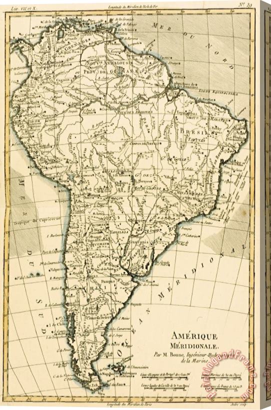 Guillaume Raynal Map of South America Stretched Canvas Print / Canvas Art