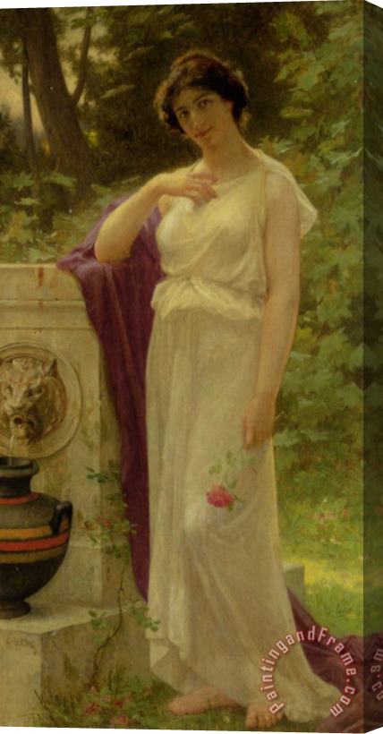 Guillaume Seignac Young Woman with a Rose Stretched Canvas Print / Canvas Art