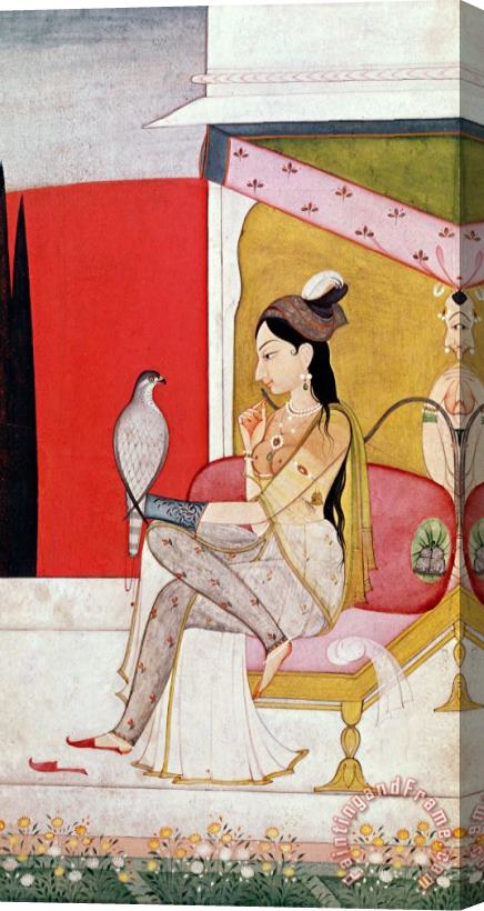 Guler School Lady with a Hawk Stretched Canvas Print / Canvas Art