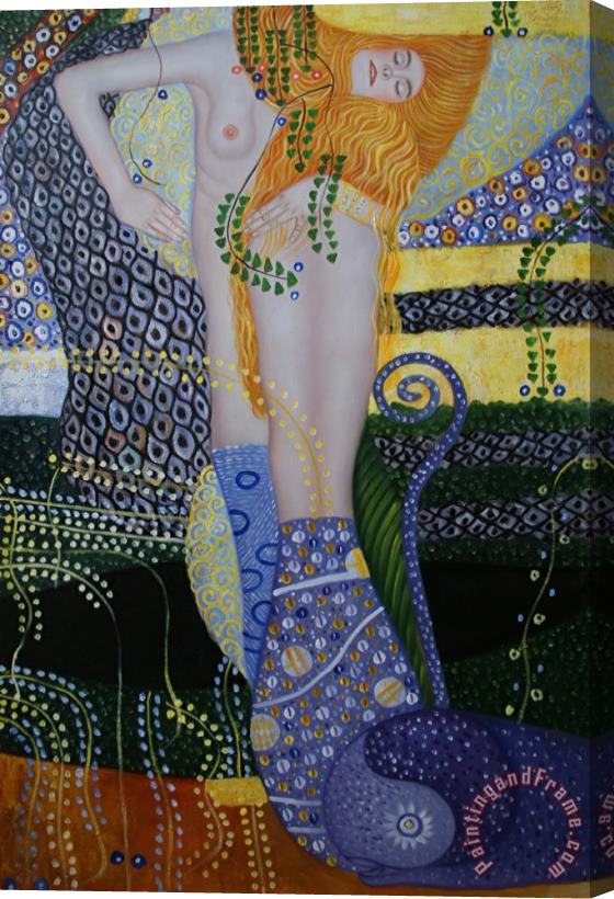 Gustav Klimt Sea Serpents Stretched Canvas Painting / Canvas Art