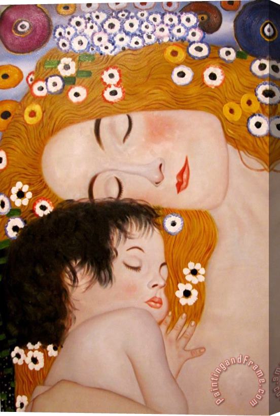 Gustav Klimt Three Ages of Woman Mother And Child (detail) Stretched Canvas Painting / Canvas Art