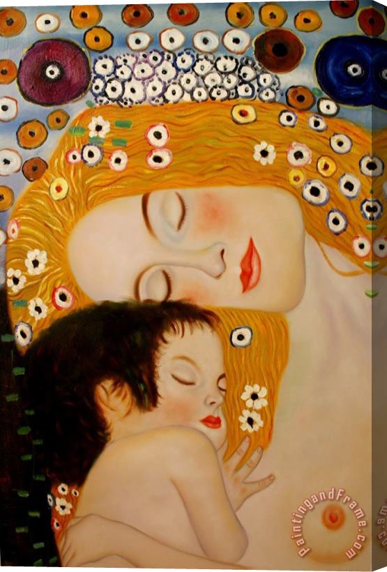 Gustav Klimt Three Ages of Woman Mother And Child (detail Ii) Stretched Canvas Painting / Canvas Art