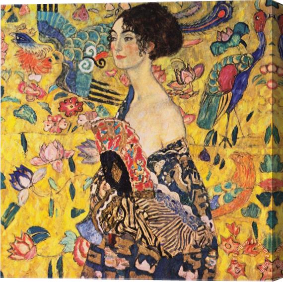 Gustav Klimt Woman with Fan Stretched Canvas Painting / Canvas Art