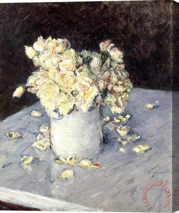 Gustave Caillebotte Yellow Roses in a Vase (roses Jaunes Dans Un Vase) Stretched Canvas Painting / Canvas Art