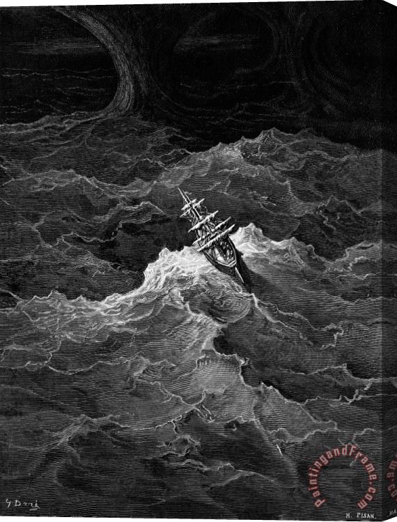 Gustave Dore Ship In Stormy Sea Stretched Canvas Painting / Canvas Art