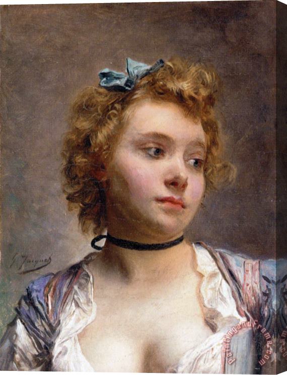Gustave Jean Jacquet Portrait of The Artist's Wife Stretched Canvas Painting / Canvas Art