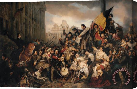 Gustave Wappers Episode of The September Days 1830, on The Grand Place of Brussels Stretched Canvas Print / Canvas Art