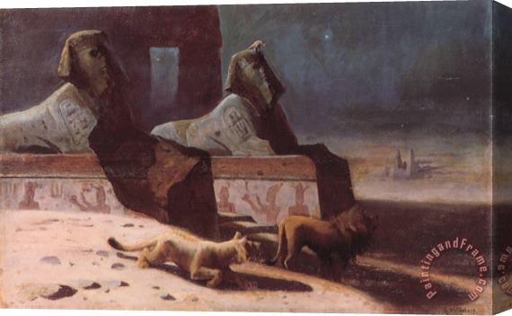 Gustave Wertheimer Lions Et Sphinx Stretched Canvas Painting / Canvas Art