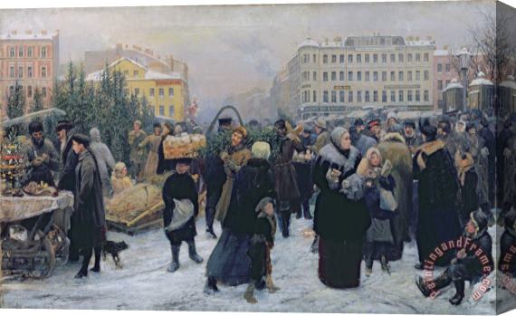 Heinrich Matvejevich Maniser Christmas Fair Stretched Canvas Painting / Canvas Art