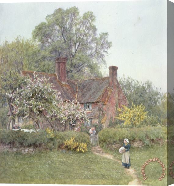 Helen Allingham Cottage at Chiddingfold Stretched Canvas Painting / Canvas Art