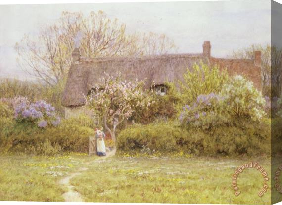 Helen Allingham Cottage Freshwater Isle of Wight Stretched Canvas Print / Canvas Art