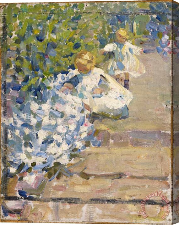 Helen Galloway Mcnicoll Sketch for Picking Flowers Stretched Canvas Print / Canvas Art