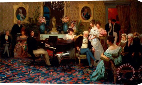 Hendrik Siemiradzki Chopin Playing the Piano in Prince Radziwills Salon Stretched Canvas Painting / Canvas Art
