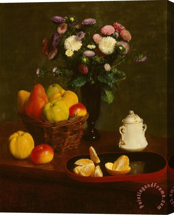 Henri Fantin Latour Flowers And Fruit 3 Stretched Canvas Print / Canvas Art