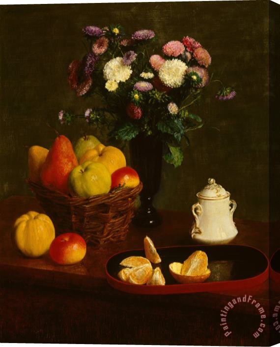 Henri Fantin Latour Flowers And Fruit Stretched Canvas Painting / Canvas Art