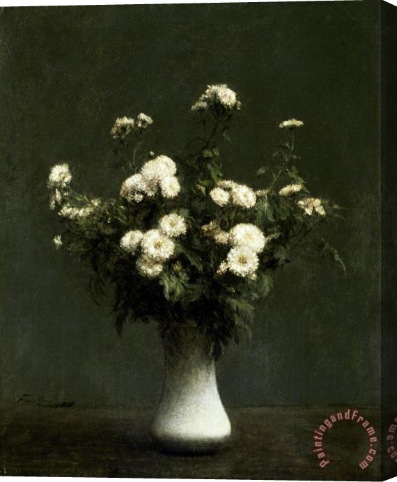 Henri Fantin Latour Vase of Chrysanthemums Stretched Canvas Painting / Canvas Art