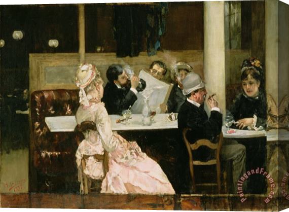 Henri Gervex Cafe Scene in Paris Stretched Canvas Painting / Canvas Art