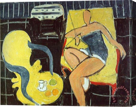 Henri Matisse Dancer And Rocaille Armchair on a Black Background 1942 Stretched Canvas Painting / Canvas Art