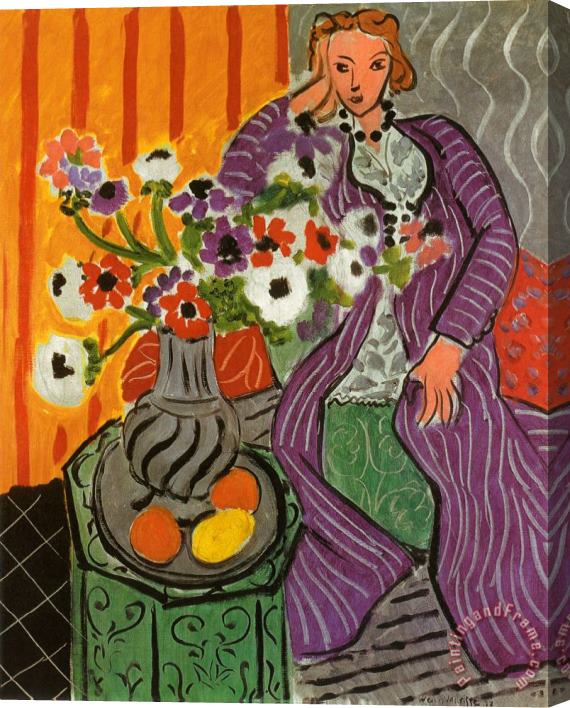 Henri Matisse Purple Robe And Anemones 1937 Stretched Canvas Painting / Canvas Art