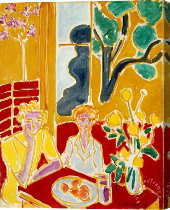 Henri Matisse Wo Girls in a Yellow And Red Interior 1947 Stretched Canvas Print / Canvas Art