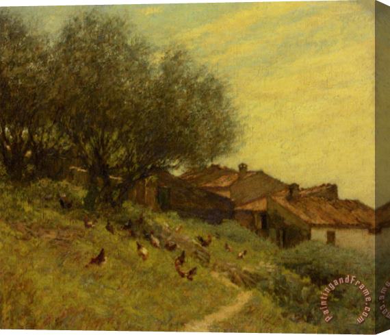 Henry Herbert La Thangue A Hillside Village in Provence Stretched Canvas Print / Canvas Art