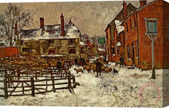 Henry John Yeend King A Village in The Snow Stretched Canvas Painting / Canvas Art