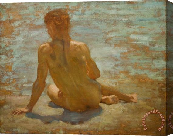 Henry Scott Tuke Sketch of Nude Youth Study for Morning Spelendour Stretched Canvas Print / Canvas Art